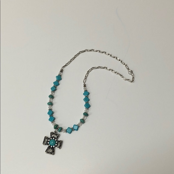 Southwestern Turquoise Cross Necklace - Picture 4 of 5